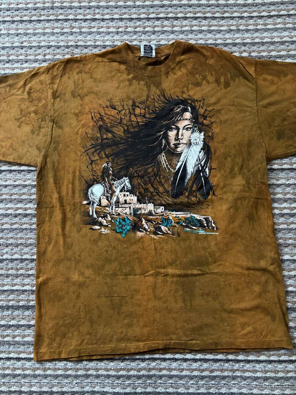Ragtops Vintage Native American Graphic Tie Dye T-Shirt